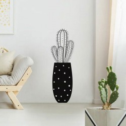 Διακοσμητικό Αυτοκόλλητο Τοίχου Cactus Μαύρο Βινυλίου 100x45cm