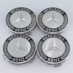 Mercedes-Benz 4τμχ καπάκια ζάντας 75mm Μαύρα 4/τεμ